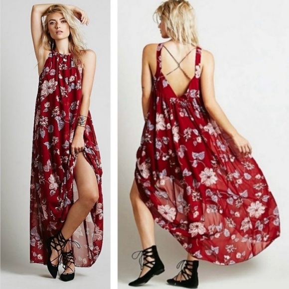 Free People Dresses & Skirts - FREE PEOPLE Float Like A Sunbeam Maxi Strappy Back Boho Floral Dress size S